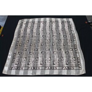 Paris Eiffel Tower Typography Square Scarf Silk Feel 40" x 40" Brown Tan